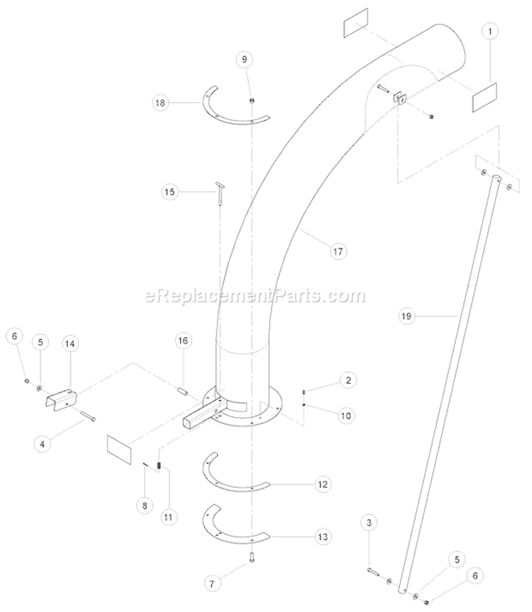 DL12725áDischargeáTubeáAssembly Diagram and Parts List for DL12725  Bear Cat Chipper Shredder